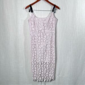 Milly Satin Lined Pink Crochet Event Party Evening Dress Size 6